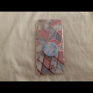 iPhone XS MAX case-shiny rose gold pink marble